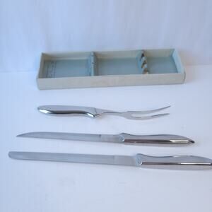 VTG New Moben Stainless Steel 3 Pc Carving Knife Set Hollow Ground Hollow Handle